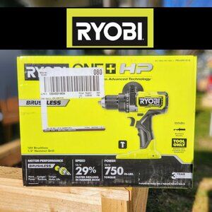 New RYOBI ONE+ HP 18V Brushless Cordless 1/2 in. Hammer Drill Power Tool Only Br
